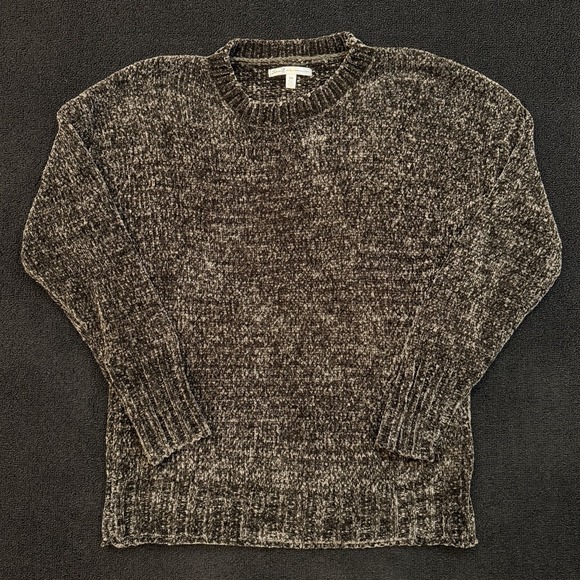 Seven 7 Womens Medium Brown Grey Crewneck Sweater Cozy Knit Lounge Soft Plush - Picture 4 of 9